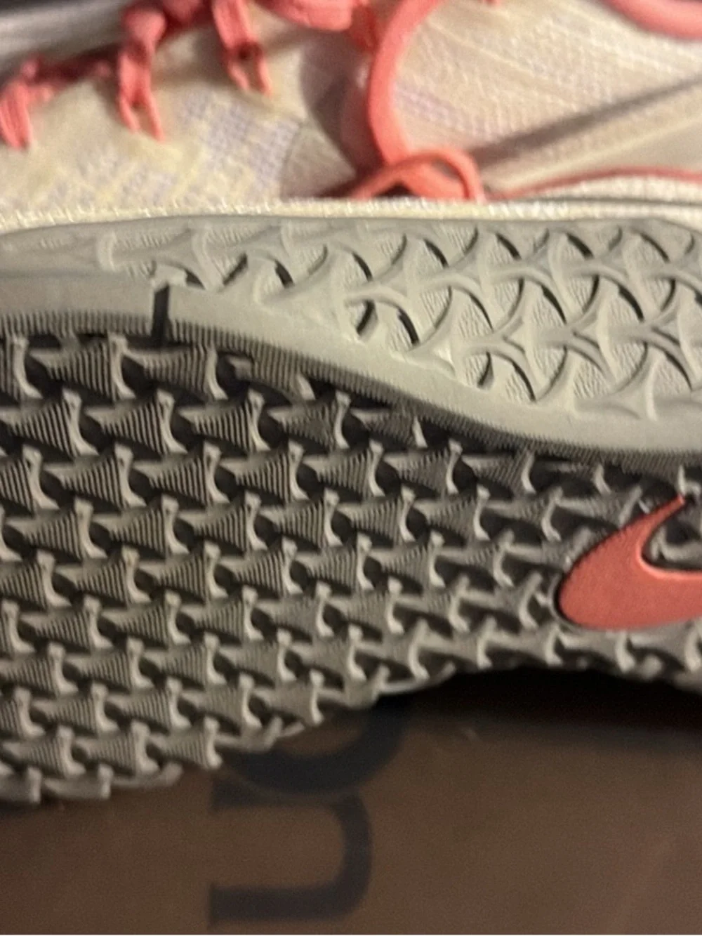 Nike Women's Coral/Peach Knit Lace-Up Athletic Sneakers